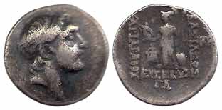 Greeks, Silver, 4.15 g, bust of the ruler to right on obv, Greek Goddess to left on rev. F