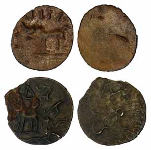 Banavasis of Karnataka, 3rd century AD, Potin (2), 1.22 g, early series with a bull standi