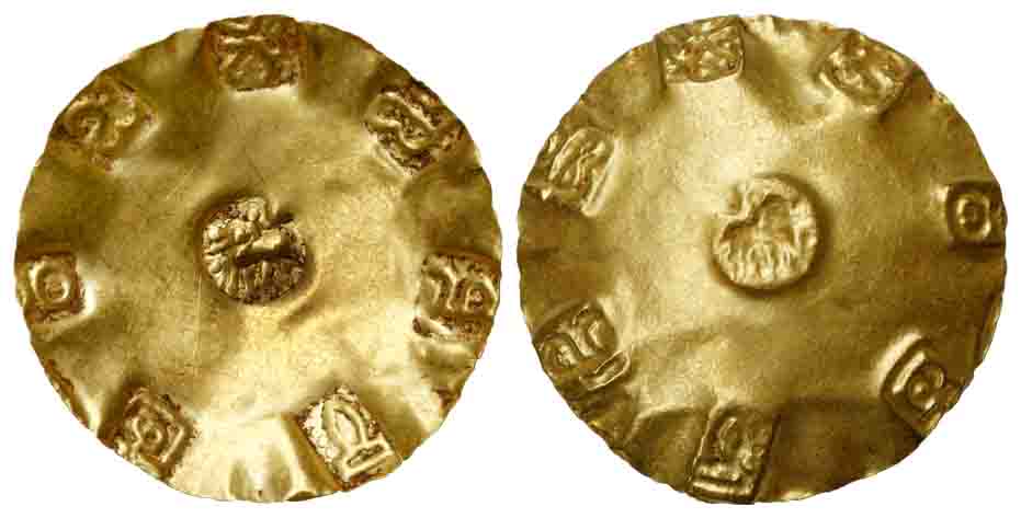 Eastern Chalukyas, Rajyabhushana, (c. 11th century), Gold, 3.86 g, Pagoda, legends in Tele