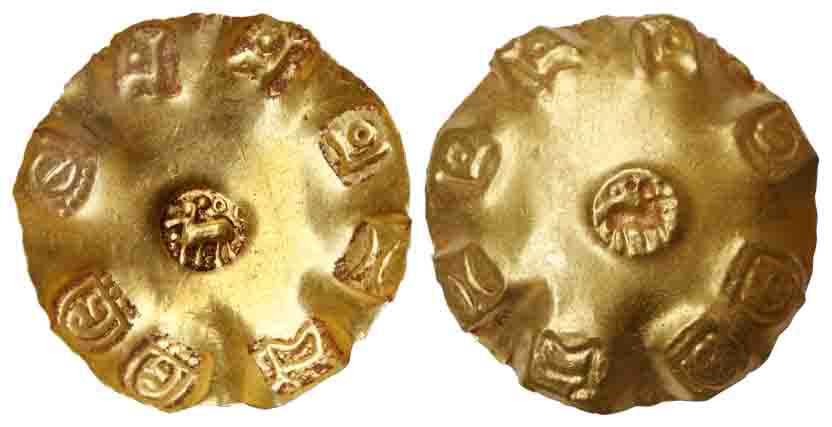 Eastern Chalukyas, Rajyabhushana, (c. 11th century), Gold, 3.70 g, Pagoda, legends in Tele