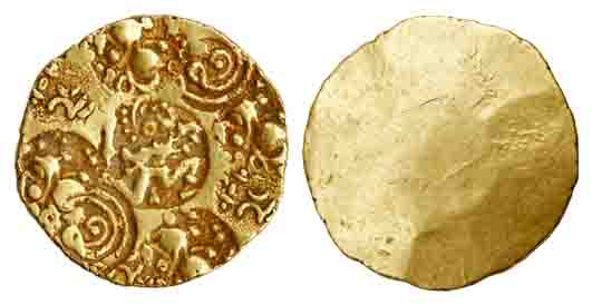 Chalukyas of Kalyana, Jagadekamalla II, Gold, 3.79 g, Pagoda, a Garuda flying to right in 