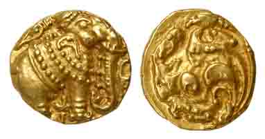 Gangas of Talkad (Western Gangas), Gold, Elephant Pagoda, an ornate elephant standing to r