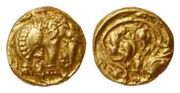Gangas of Talkad, Gold, Elephant Pagoda, an ornate elephant standing to right with an Umbr