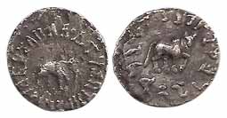 Indo-Greeks, Apollodotus I, Silver, round, Drachm, an elephant standing to right with lege