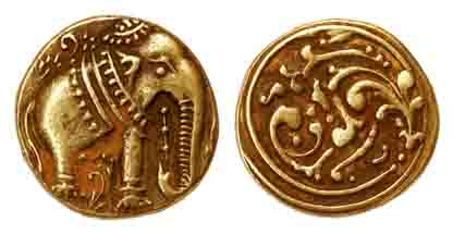 Gangas of Talkad, Gold, Elephant Pagoda, a later issue of some other dynasty, a crude repr