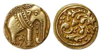 Gangas of Talkad, Gold, Elephant Pagoda, a later issue of some other dynasty, a cruder rep