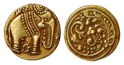 Gangas of Talkad, Gold, Elephant Pagoda, a later issue of some other dynasty, a crude repr