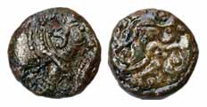 Gangas of Talkad, Copper, traces of Gold plated on Copper, 1.85 g, ½ Pagoda, Elephant type