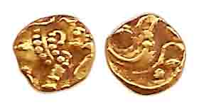 Gangas of Talkad, Gold, Elephant Fanam, an elephant standing to right on obv, floral scrol
