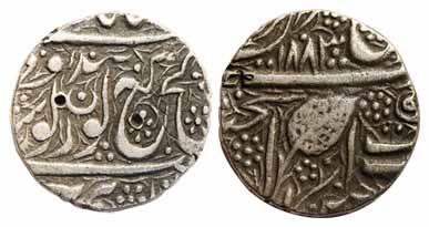 Amritsar Mint, Silver, Rupee, Nanakshahi, VS 1883, different calligraphy. Very Fine+, Scar