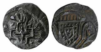 Diu, ½ Xerafim, Silver, 5.79 g, ND (1683-1706), voided floriated cross on obv, crowned arm