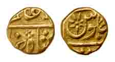 Surat Mint, Gold, 1/15 Mohur, in the name of Shah Alam II, 1800-1815 issue, without privy 