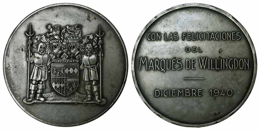 Lord Willingdon’s Visit Medal, Silver, 1940, coat o Arms of the Viceroy Lord Willingdon on