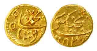 Muhammad Shah, Gold, Tanka, Ganjikot Mint, AH 1053. Complete names of the ruler as well as