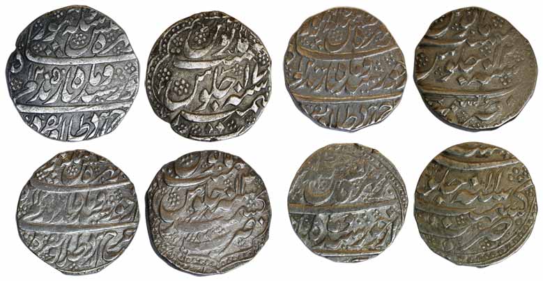 Taimur Shah, Silver (4), Rupee, Kashmir mint, all different years: RY 11, 1200/12, 1201/14