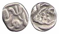 Jayaji Rao, Silver, ¼ Rupee, Gwalior Mint, a trident on obv, RY 25 (KM 30). Repaired on re