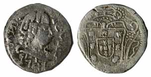 Goa, John V, Silver, Pardao (150 Reis), bust of the ruler on obv, crowned arms on rev, 174