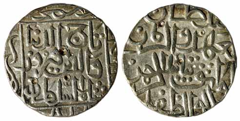 Taj ud din Firuz Shah, Silver, Tanka, Ahsanabad Mint, mint name in right margin, AH 8xx (R