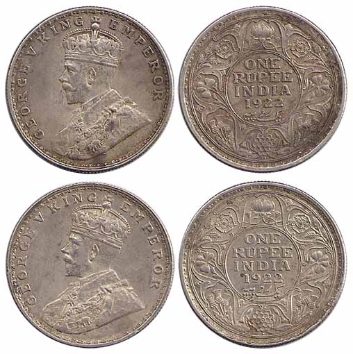 George V, Silver (2), Rupee, 1922, Bombay Mint (Prid 228). Very Fine+, Scarce. 2 coins