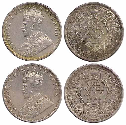 George V, Silver (2), Rupee, 1922, Bombay Mint (Prid 228). Very Fine, Scarce. 2 coins