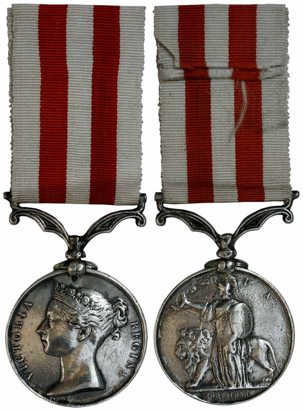 Indian Mutiny Medal, Silver, Victoria bust on obv, Goddess of Victory with her lion on rev