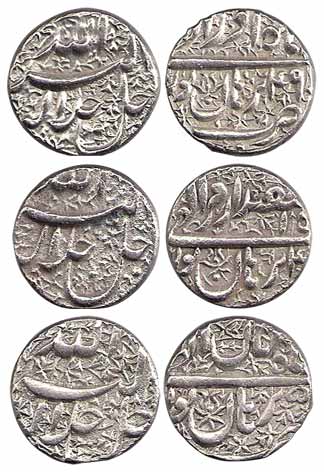 Akbar, Silver (6), Rupee, Burhanpur Mint, Allahu Akbar type, 6 different Months: Aban, Di,