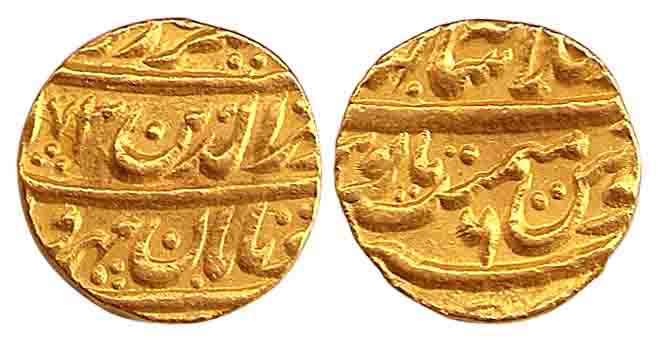 Alamgir II, Gold, Mohur, Shahjahanabad Mint, 1073/6, meher wa mah couplet. Very Fine.