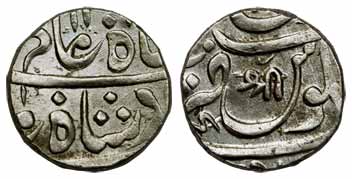 Chakan Mint, Silver, Rupee, Mominabad Chakan Mint, Nagari Shri on rev, in the name of Shah