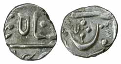 Poona Mint, Silver ¼ Rupee, Ankushi type, in the name of Shah Ali Gohar (MAh &amp; Wig# T4