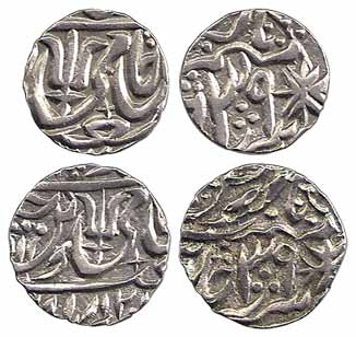 Srinagar Mint, Silver (2), Rupee, in the name of Shah Alam II, mint name off flan, RY 39. 