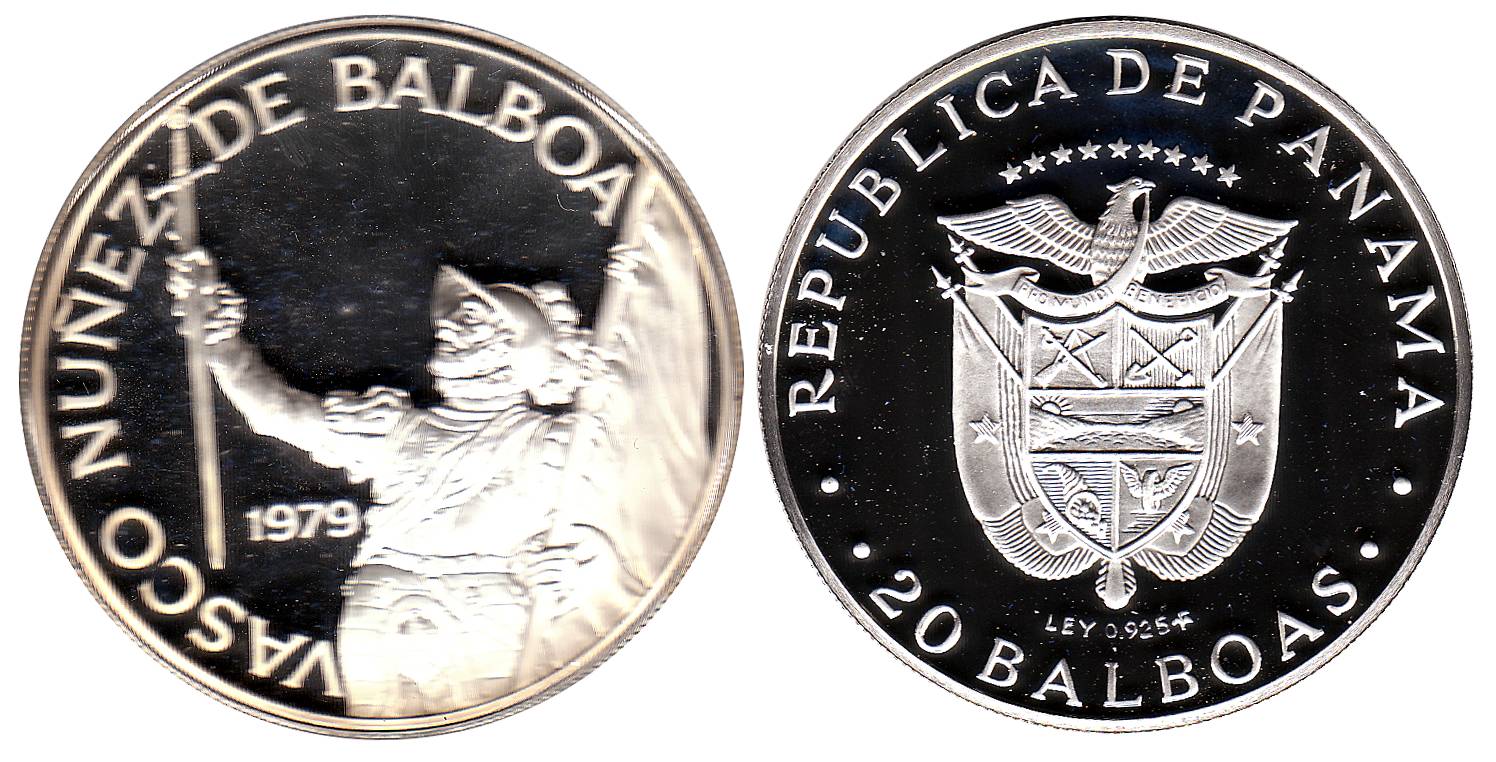 Panama, Silver, 20 Balboas, 1979, Proof, Franklin Mint. With literature and original box. 