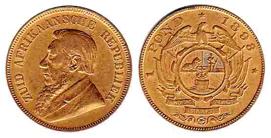 South Africa, Gold, 1 Pond (Sovereign), 1893. About Very Fine.