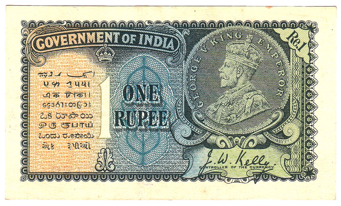 George V, 1 Rupee, sign J.W. Kelly, 1935 issue date on the coin on rev, Prefix 35/D, and S