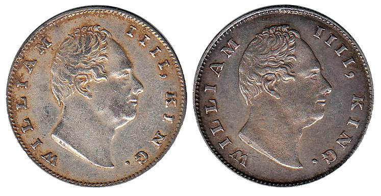 William IV, Silver (3), Rupee, 1835, three types: RS, F incused and Plain. About Very Fine