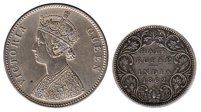 Victoria Queen, Silver (4), Set of 4: Divided Legend type, Rupee, ½, ¼ Rupee and 2 Annas, 