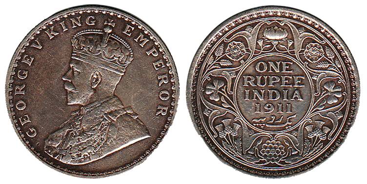 George V, Silver (20), Rupee, Pig Rupee of 1911. Very Fine, Scarce. 20 coins