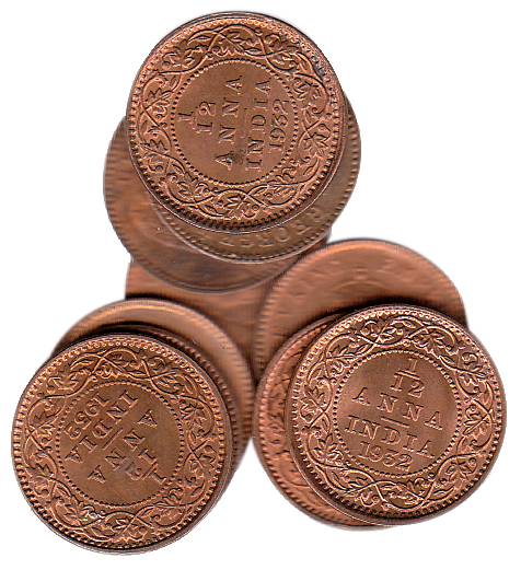 George V, Copper (1000), 1/12 Anna, 1932. All UNC. 1000 coins