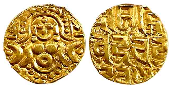 Gahadavalas of Kannauj and Kashi, Govinda Chandra (AD 1114-1154), base Gold, Dinar, seated