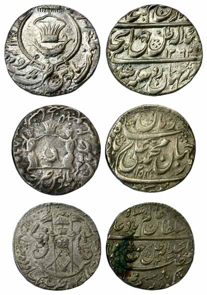Silver (3), Rupee, Wajid ali Shah, three dates and varieties. Very Fine+, Scarce. 3 coins