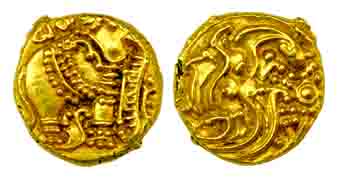 Gangas of Talkad, Gold, Elephant Pagoda, an ornate elephant standing to right on obv., a s