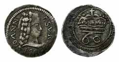 Goa, Joseph, Silver, Tanga (60 Reis), portrait of the ruler to right, 174x on obv, crown a