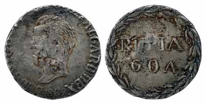 Goa, Luiz I, Silver, Rupia, 1869 (KM 282). Broad flan, About Very Fine, Very Rare.