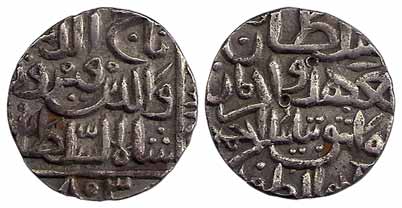 Taj ud din Firuz Shah, Silver, Tanka, Ahsanabad Mint but name not clear, AH 803 (Rajgor 25