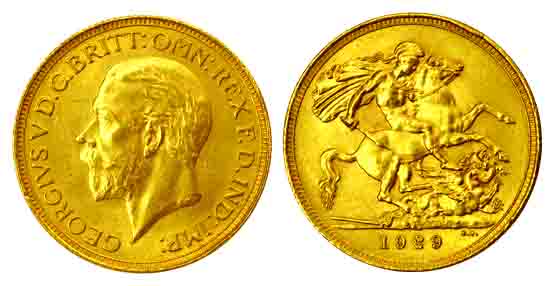 United Kingdom, George V, Gold, Soverign, 1929. About Extremely Fine.