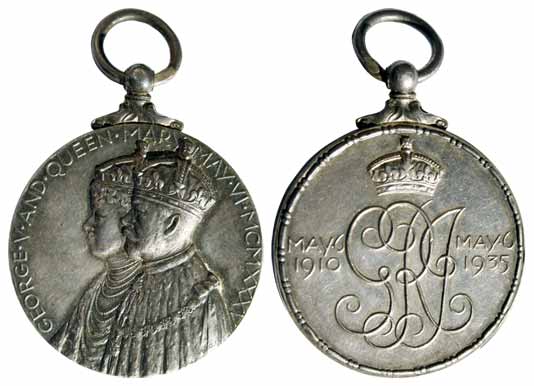 George V, Silver Jubilee Medal of George V and Queen Marry, Silver, conjoined busts of the
