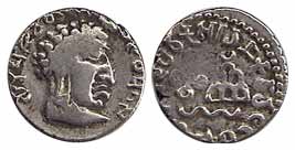 Satavahanas, Vasithiputra Pulumavi, Silver, Portrait type, bust of the ruler to right circ