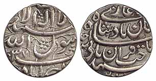 Shah Jahan, Silver, ½ Rupee, Ahmedabad Mint, straight lines type, AH 1037/Ahad(KM 213). Ve