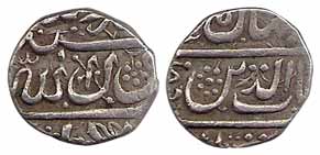 Shah Jahan, Silver, ½ Rupee, Golkonda Mint, crude calligraphy (KM 214.1). Fine+, Scarce.