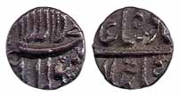 Shah Jahan, Silver, 1/8 Rupee, mint name off flan, square-area type (KM 211). Very Fine, S