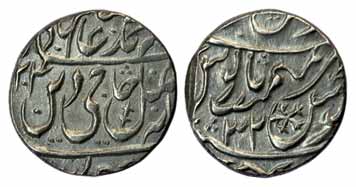Gokul Mint, Silver, Rupee, in the name of Shah Alam II, AH 1203/22, mint name at top on re